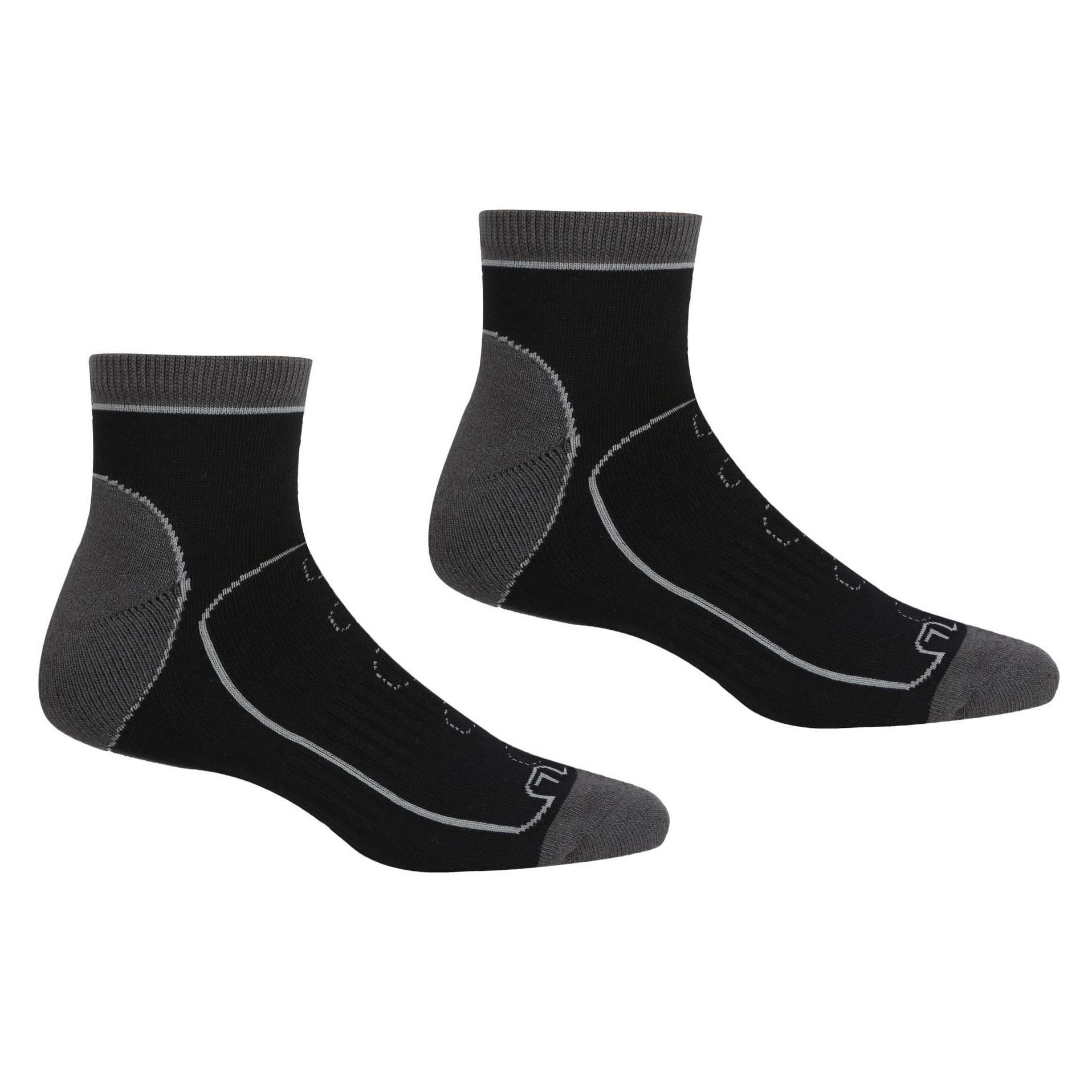 REGATTA Mens Samaris Trail Ankle Socks (Pack of 2) (Black/Dark Steel)