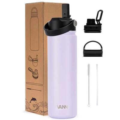 Rvs drinkfles met rietje - ultimate bottle 500 ml - blauw