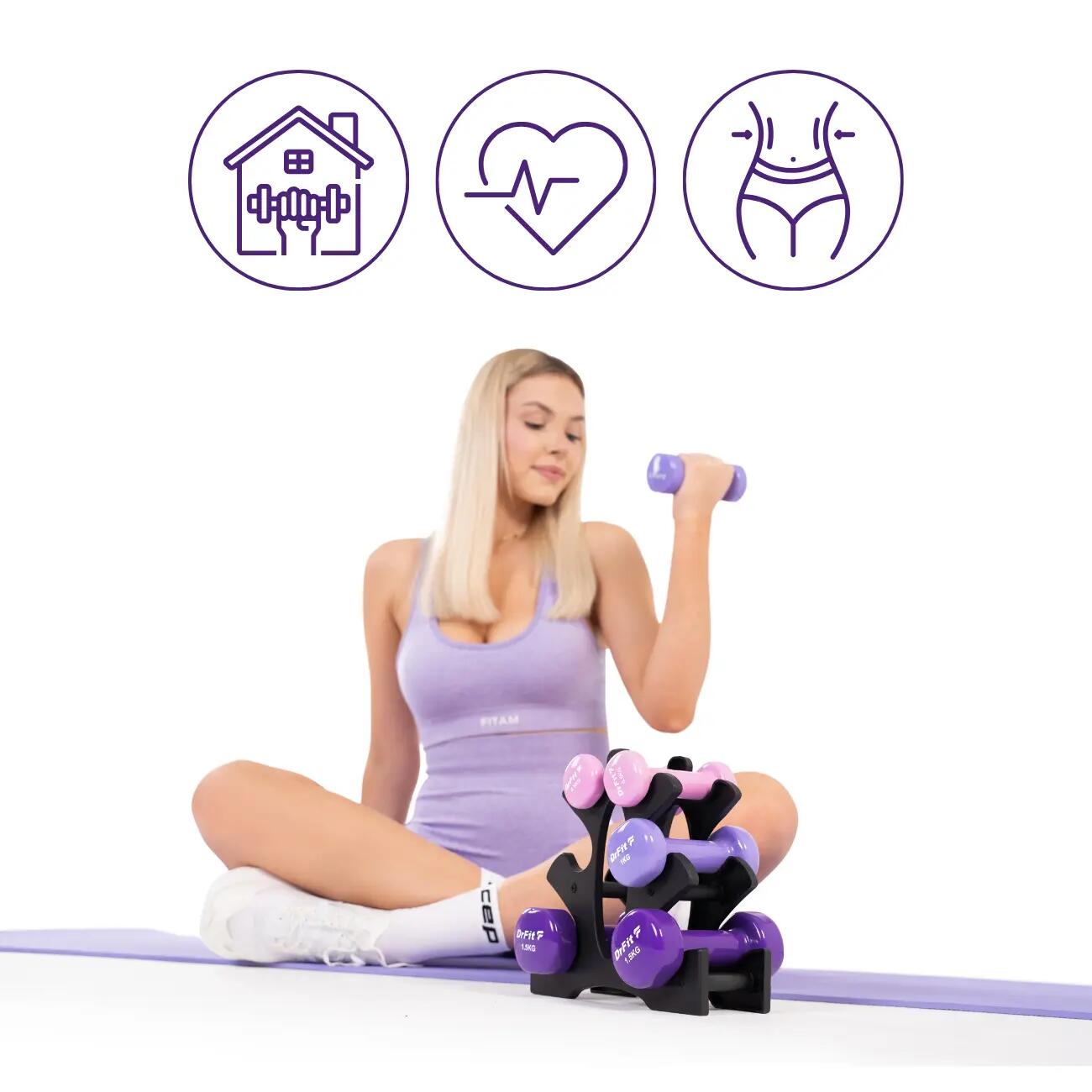 Hantle ciężarki obciążenie do ćwiczeń treningu siłowego na stojaku DrFit 6/8