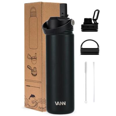 Rvs drinkfles met rietje - ultimate bottle 500 ml - blauw