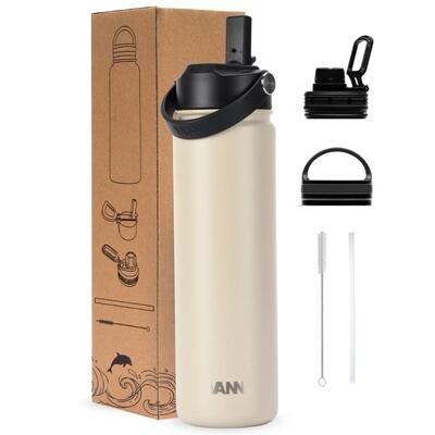 Rvs drinkfles met rietje - ultimate bottle 500 ml - blauw