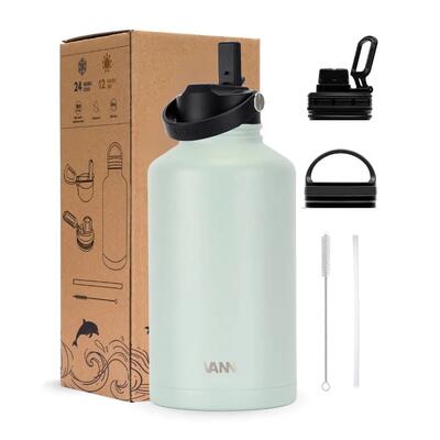 Rvs drinkfles met rietje - ultimate bottle 500 ml - blauw
