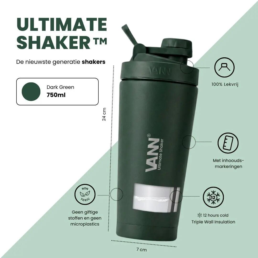 Shaker - Fitness - Isotherme triple paroi - Ultimate Shaker - Vert foncé 2/11