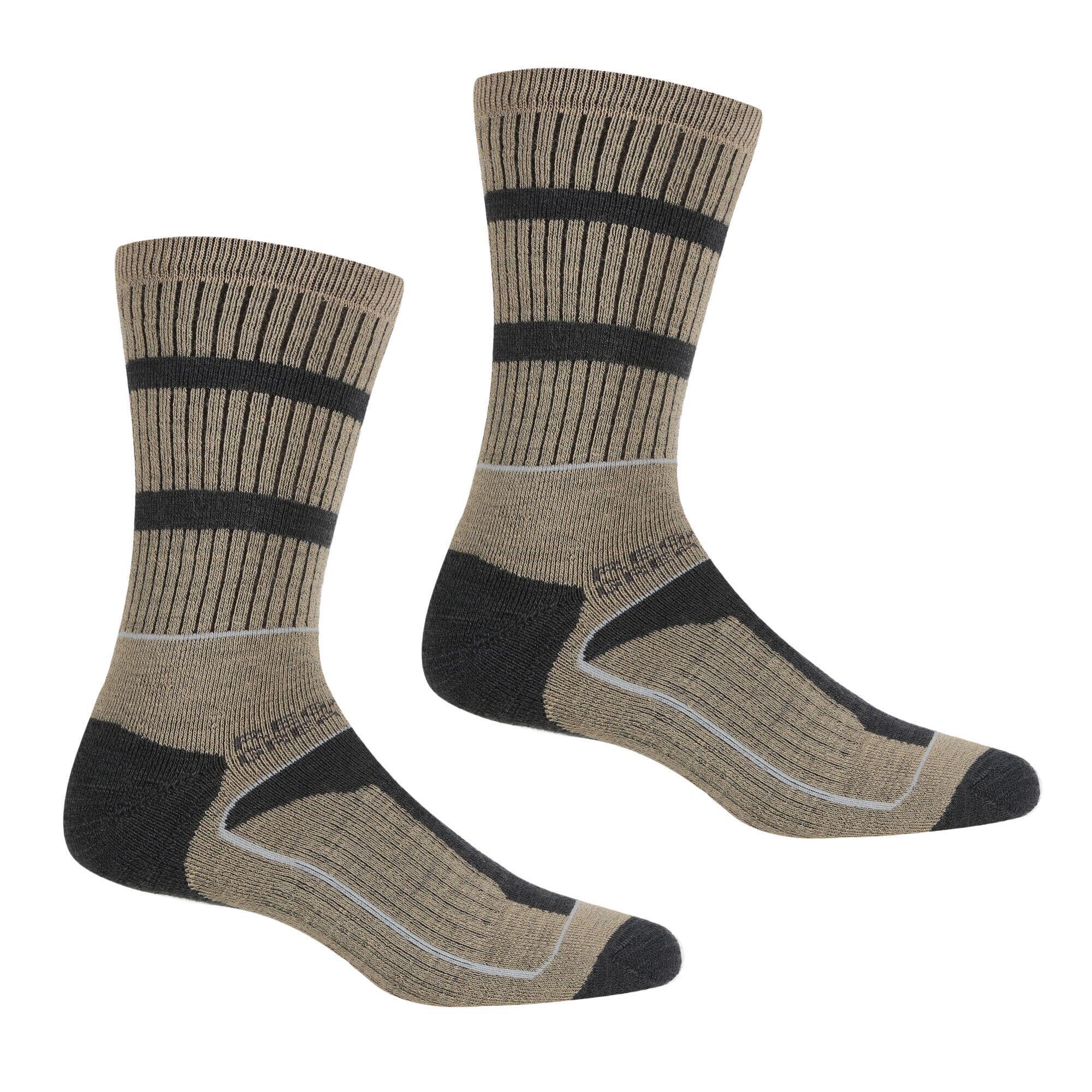 REGATTA Mens Samaris 3 Season Socks (Pack of 2) (Moccasin Brown/Briar Grey)