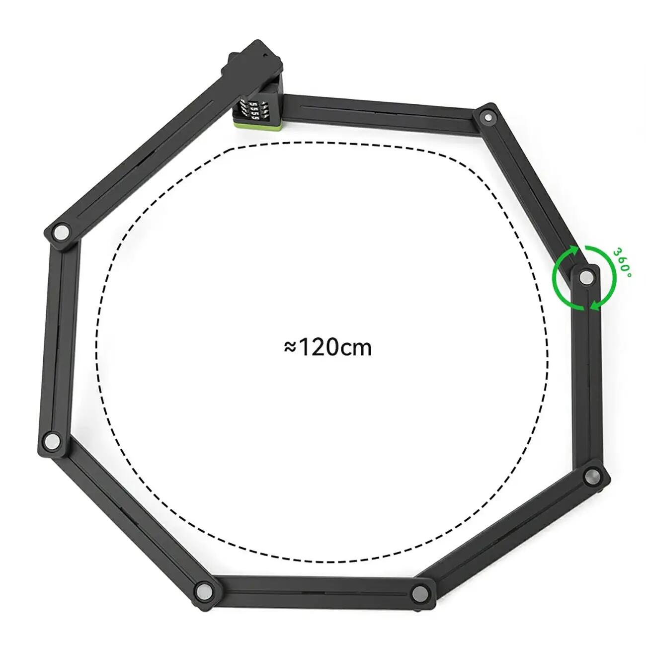 Zapięcie rowerowe na szyfr składane 120 cm 2/7