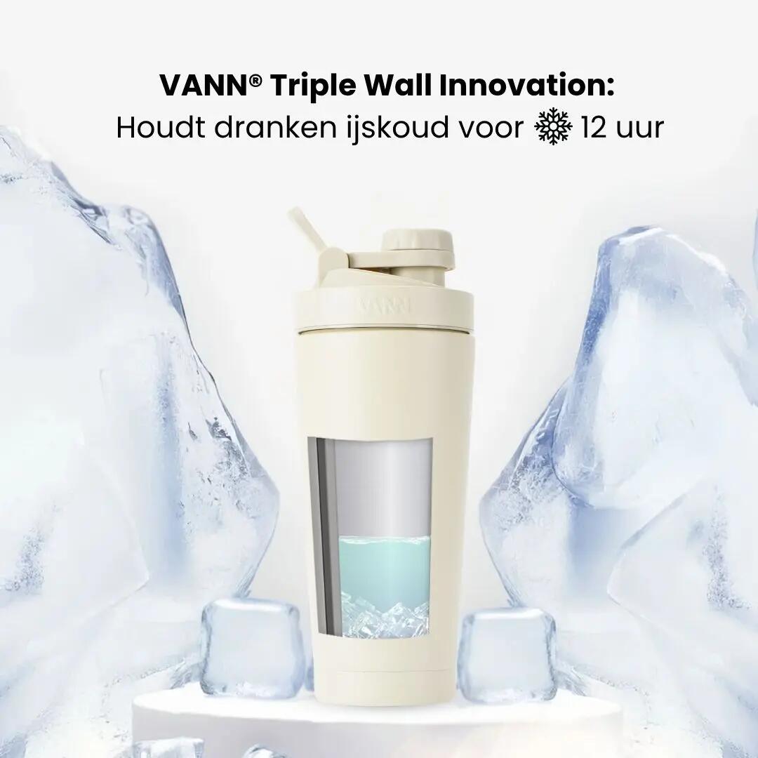 bouteille - fitness - isolante triple paroi - ultimate shaker - off-white 3/11