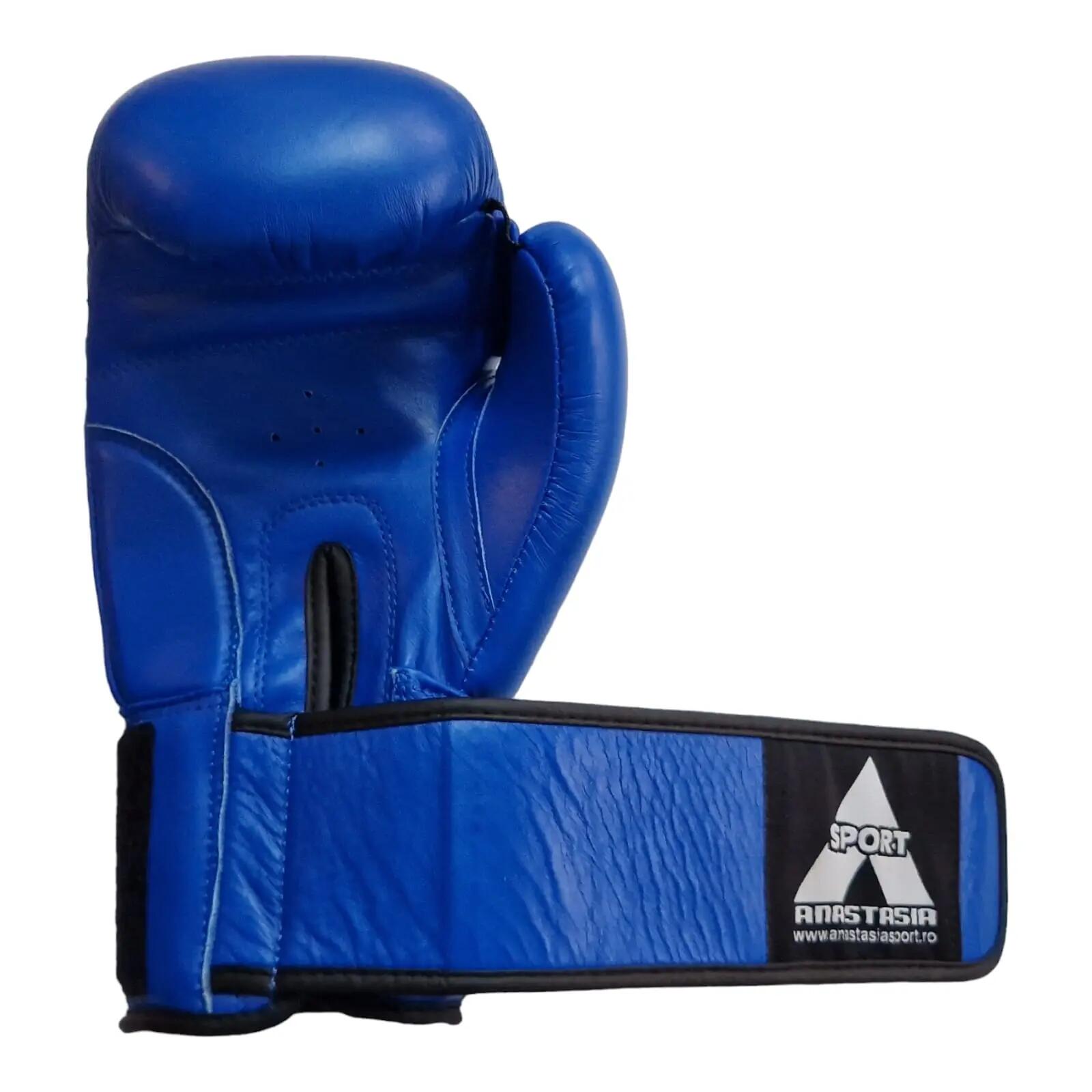 Manusi box lupta Anastasia, piele naturala, albastre, marime 12 OZ 12/12
