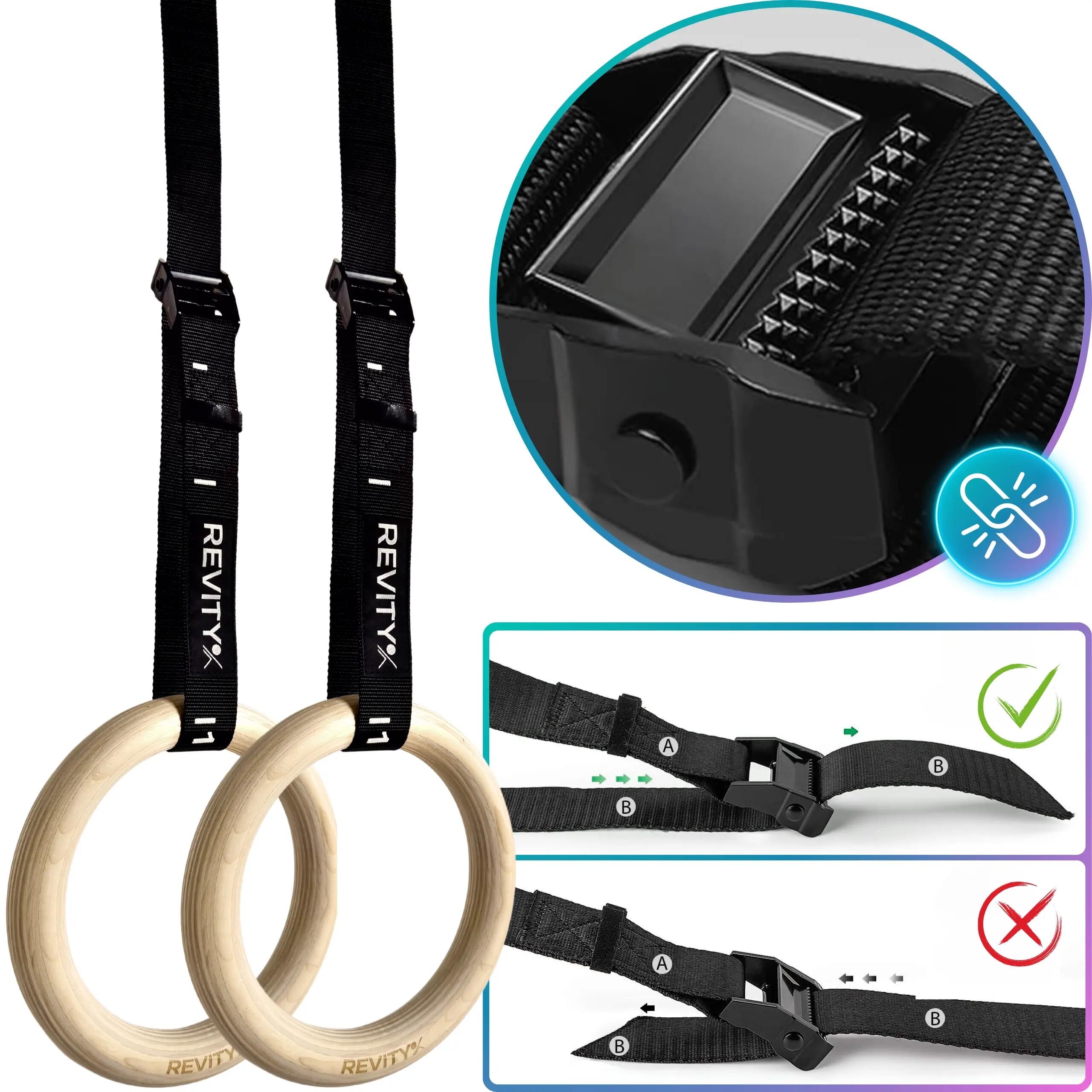 Houten gymnastiekringen Gym Rings crosstraining met wraps en trainingsschema PDF 8/14