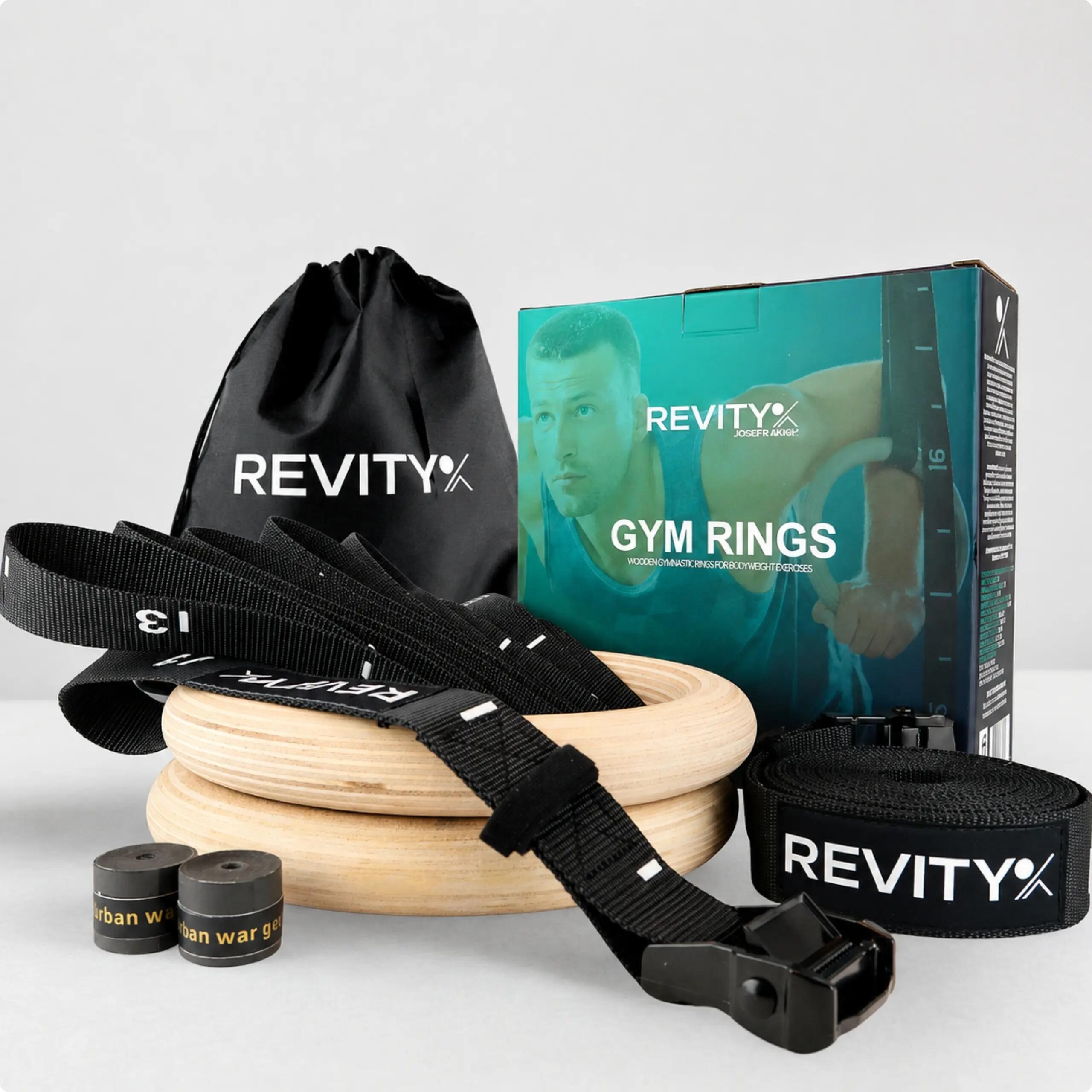 Houten gymnastiekringen Gym Rings crosstraining met wraps en trainingsschema PDF 3/14