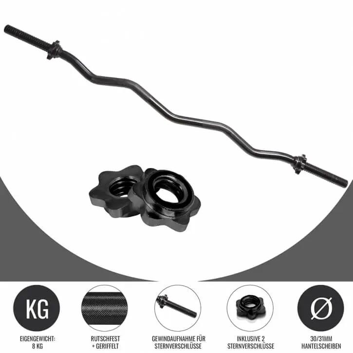 Barra curl GORILLA SPORTS 30 mm cromata 120 cm, impugnatura antiscivolo 5/7