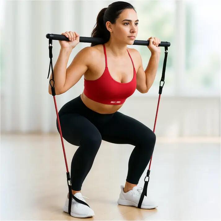 Drążek do pilatesu z 3 gumami i kotwą do drzwi Gorilla Sports 7/7