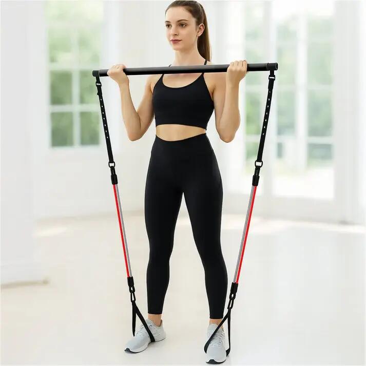 Drążek do pilatesu z 3 gumami i kotwą do drzwi Gorilla Sports