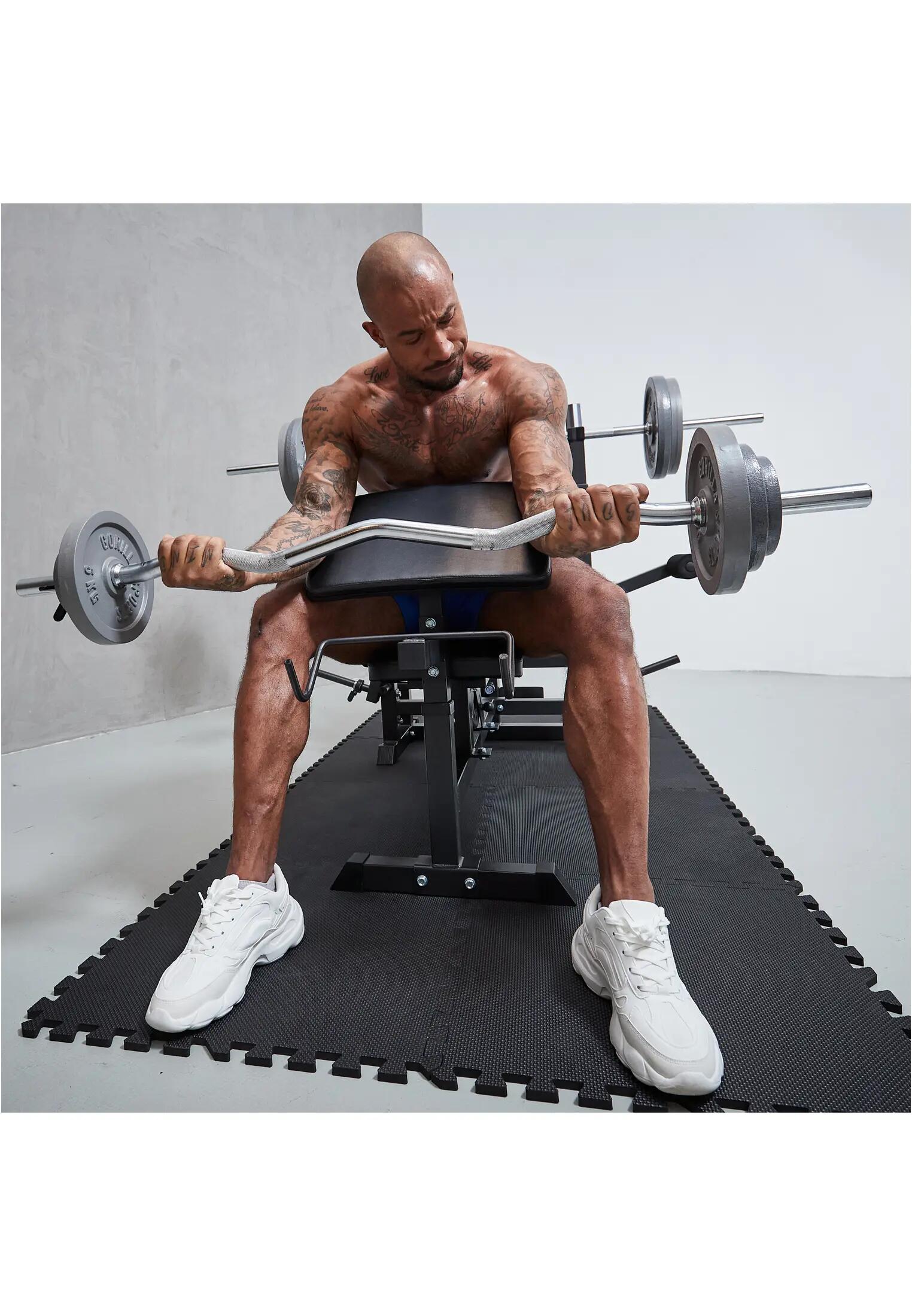 BARRE CURL 120CM | DIAM 30MM | MUSCULATION | STOP DISQUES À RESSORT 7/7