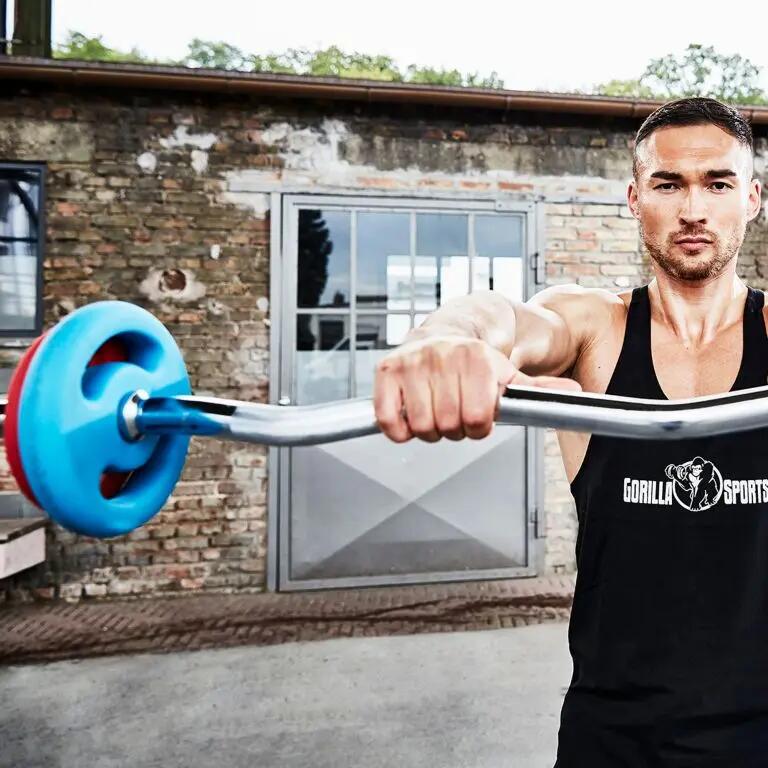 BARRE CURL 120CM | DIAM 30MM | MUSCULATION | STOP DISQUES À RESSORT 6/7