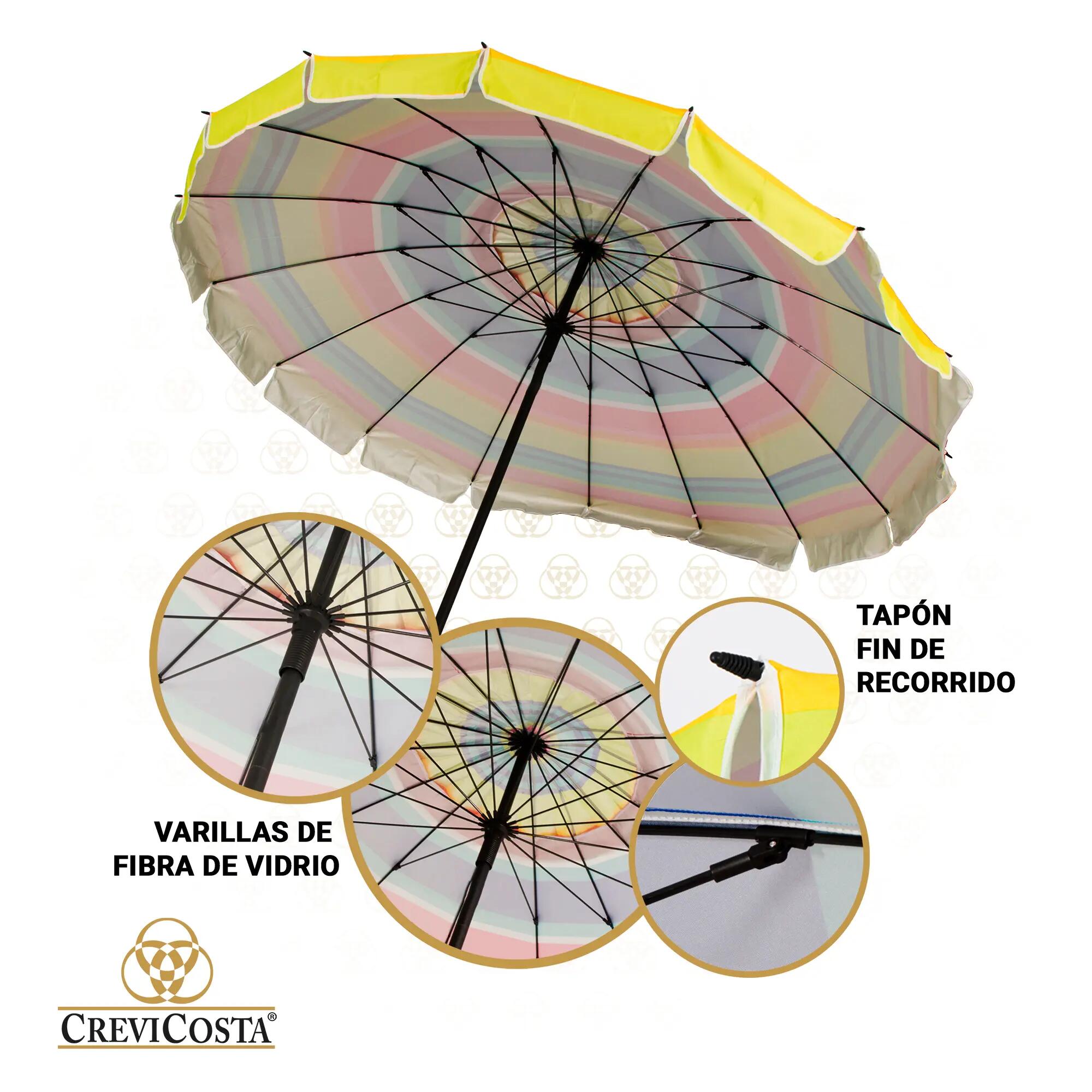 Sombrilla 240 cm NUEVO poste enroscador y colgador - CREVICOSTA Acoíris 5/6