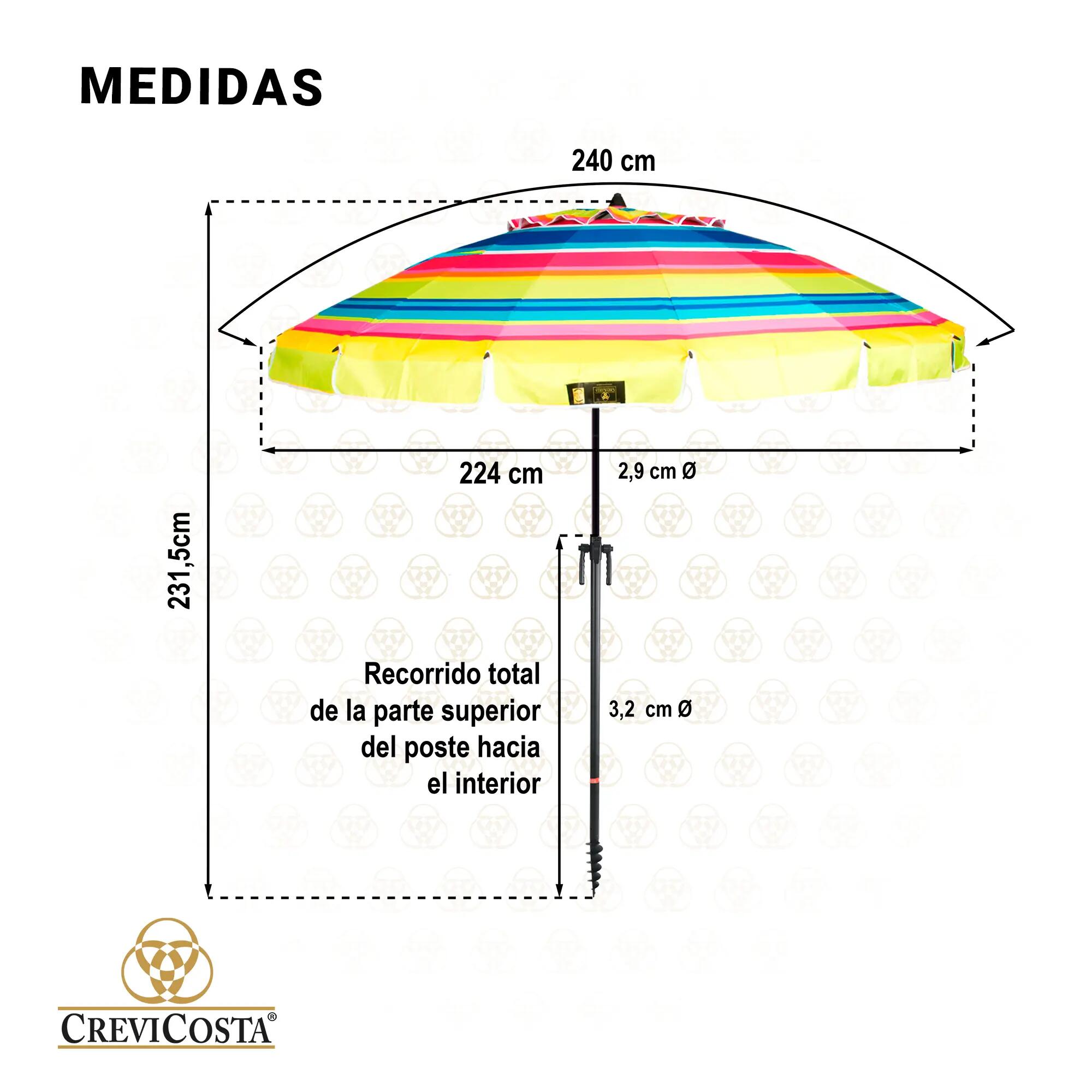 Sombrilla 240 cm NUEVO poste enroscador y colgador - CREVICOSTA Acoíris 4/6