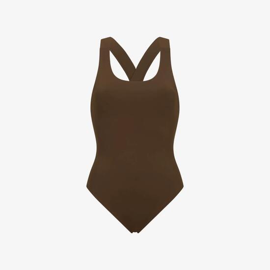 Damen Schwimmen Surfen Tauchen Premium Badeanzug Rundhals - Braun