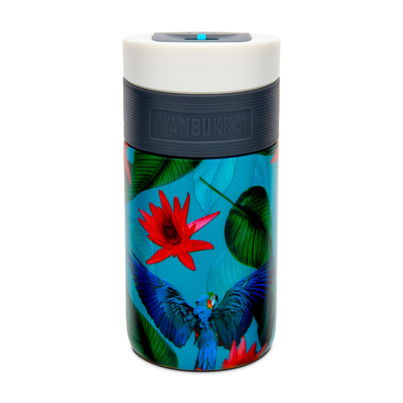 Etna Thermal Mug (SS) 10oz (300ml) - Peacock Blue w/ Parrots