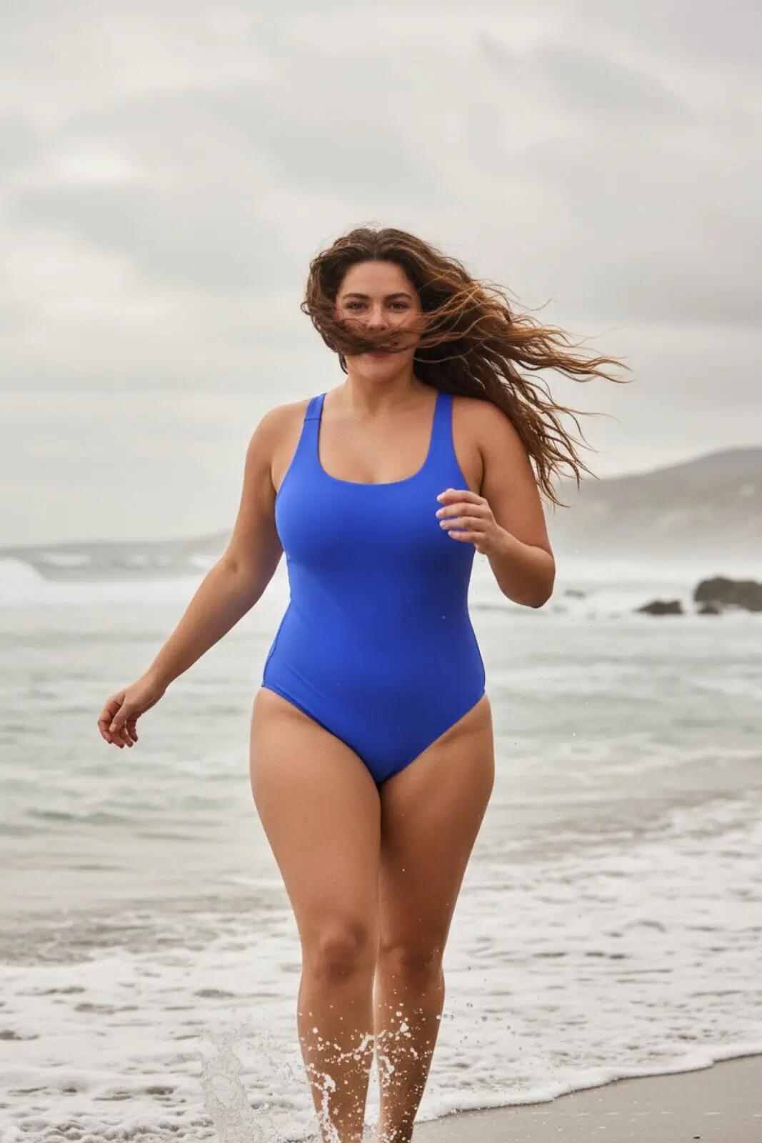 Dames Zwemmen Surfen Duiken Premium Badpak Ronde Hals - Blauw 5/7