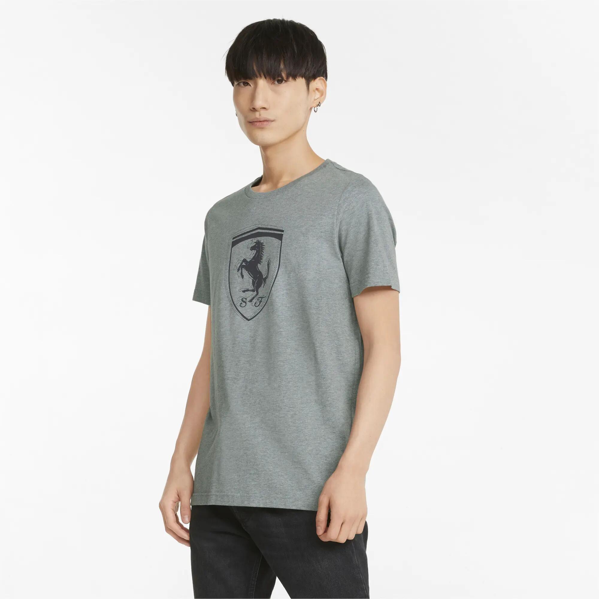 Camiseta masculina Puma Ferrari Race Tonal Big Shield cinza tamanho M 5/8