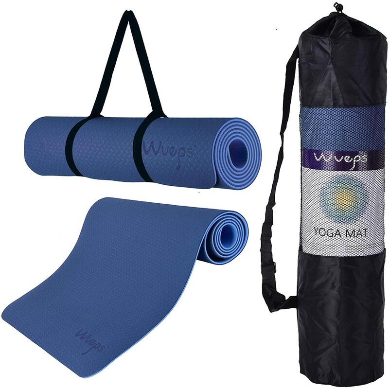 Yogamatte Komfort für sanftes Yoga 183 CM Dunkel Blau und Hellblau