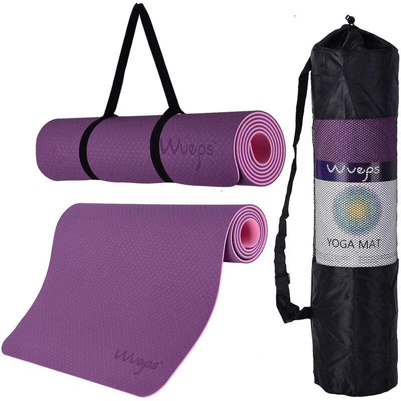 Yogamatte Komfort für sanftes Yoga 183 CM Dunkel lila und Rosa