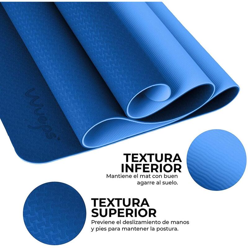 Yogamatte Komfort für sanftes Yoga 183 CM Dunkel Blau und Hellblau