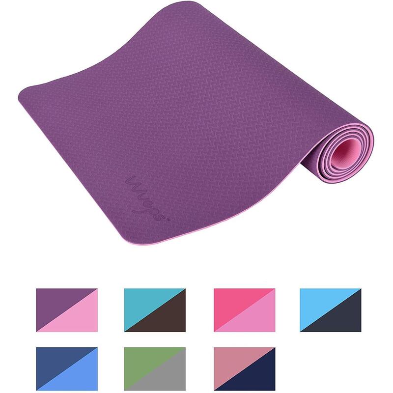 Yogamatte Komfort für sanftes Yoga 183 CM Dunkel lila und Rosa