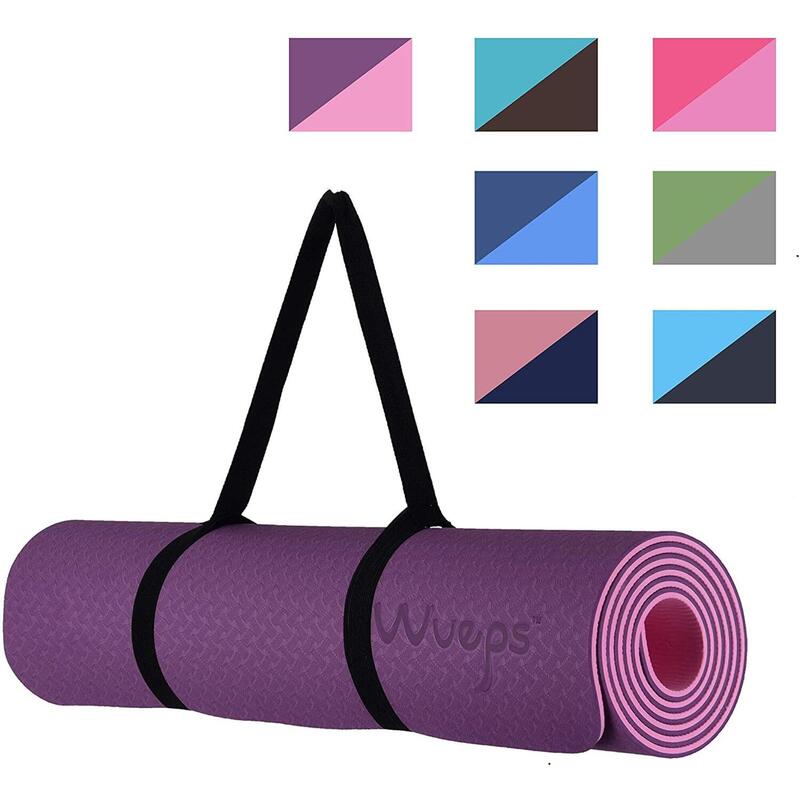 Yogamatte Komfort für sanftes Yoga 183 CM Dunkel lila und Rosa