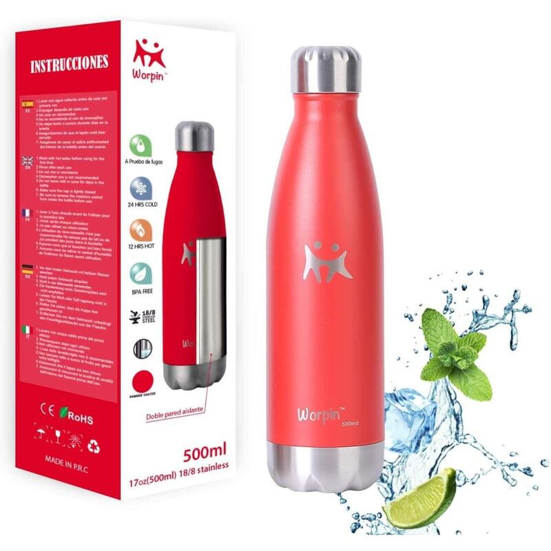 Thermoskanne aus Edelstahl - Smart Bottle Red 500ml
