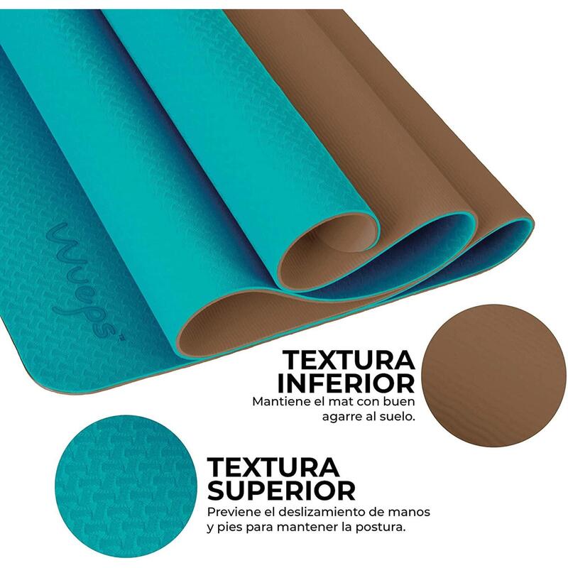 Yoga mat Zacht Comfort Blauw en bruin 183 CM