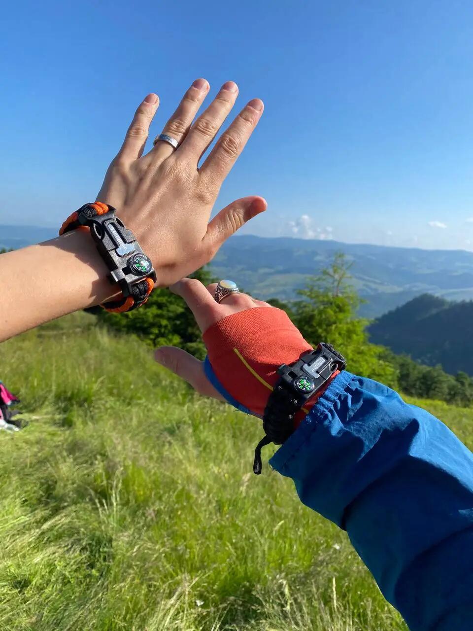 Pulseira de sobrevivência paracord 5 em 1: pederneira, apito e bússola 9/13