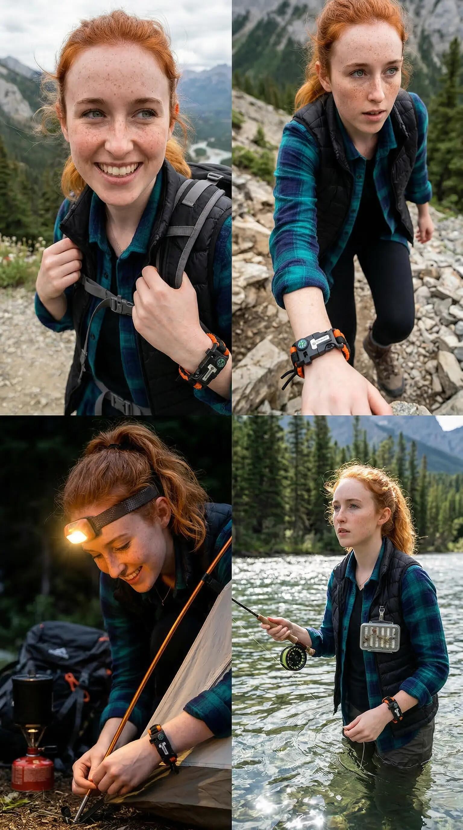 Pulseira de sobrevivência paracord 5 em 1: pederneira, apito e bússola 8/13