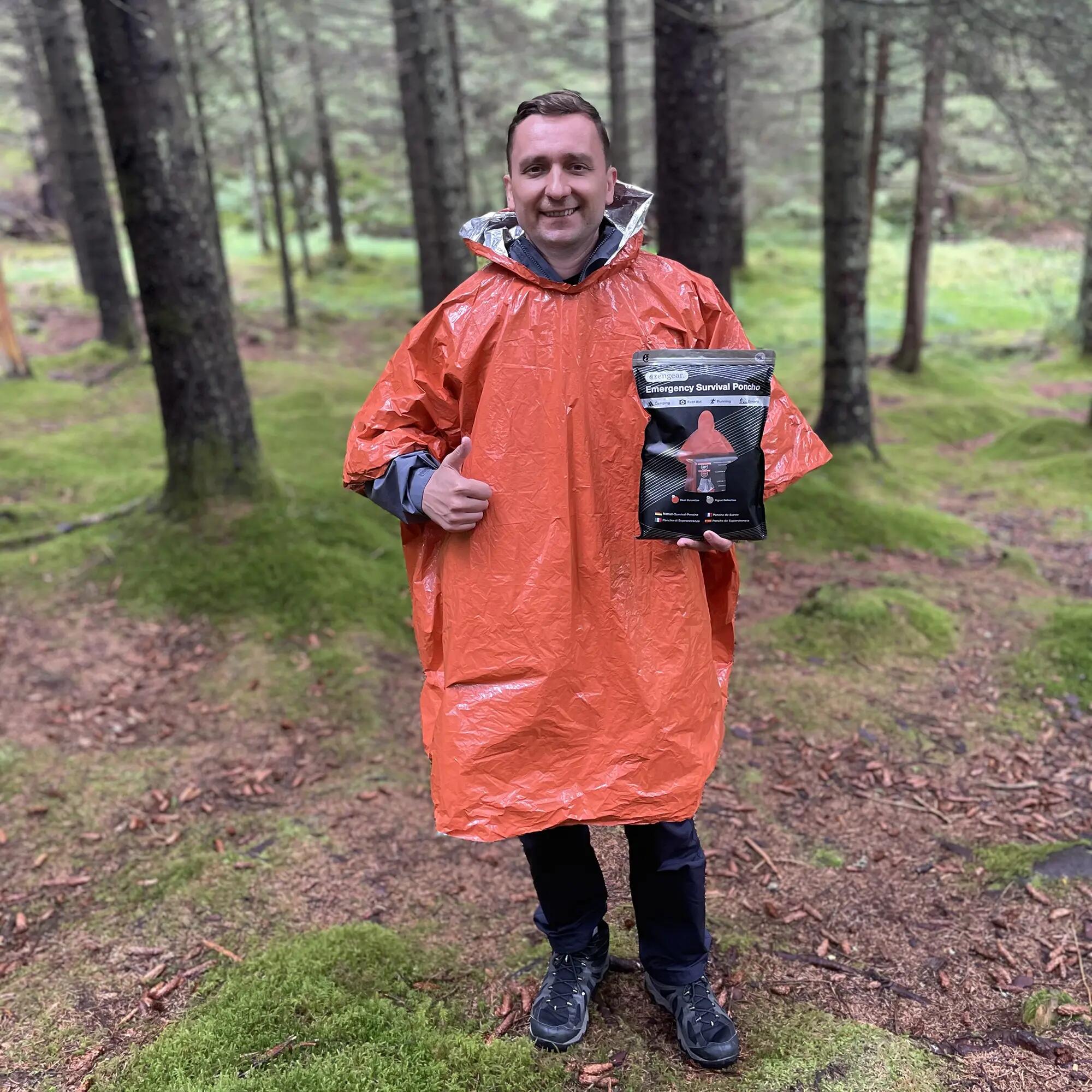 Notfallponcho 4er Pack mit Rettungsdecke, Regenponcho, wasserdicht, wendbar 7/14