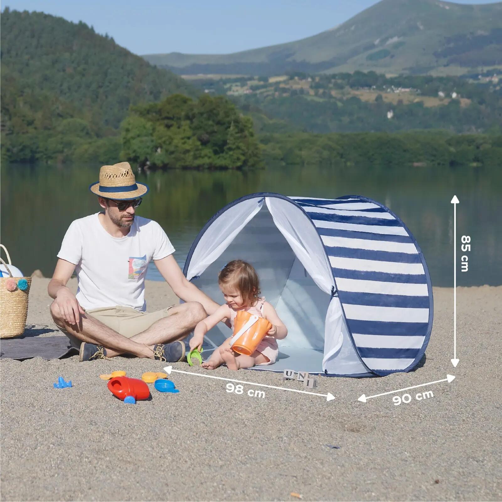Tente anti-uv abri de plage  bébé enfant moustiquaire - Marinière 6/7