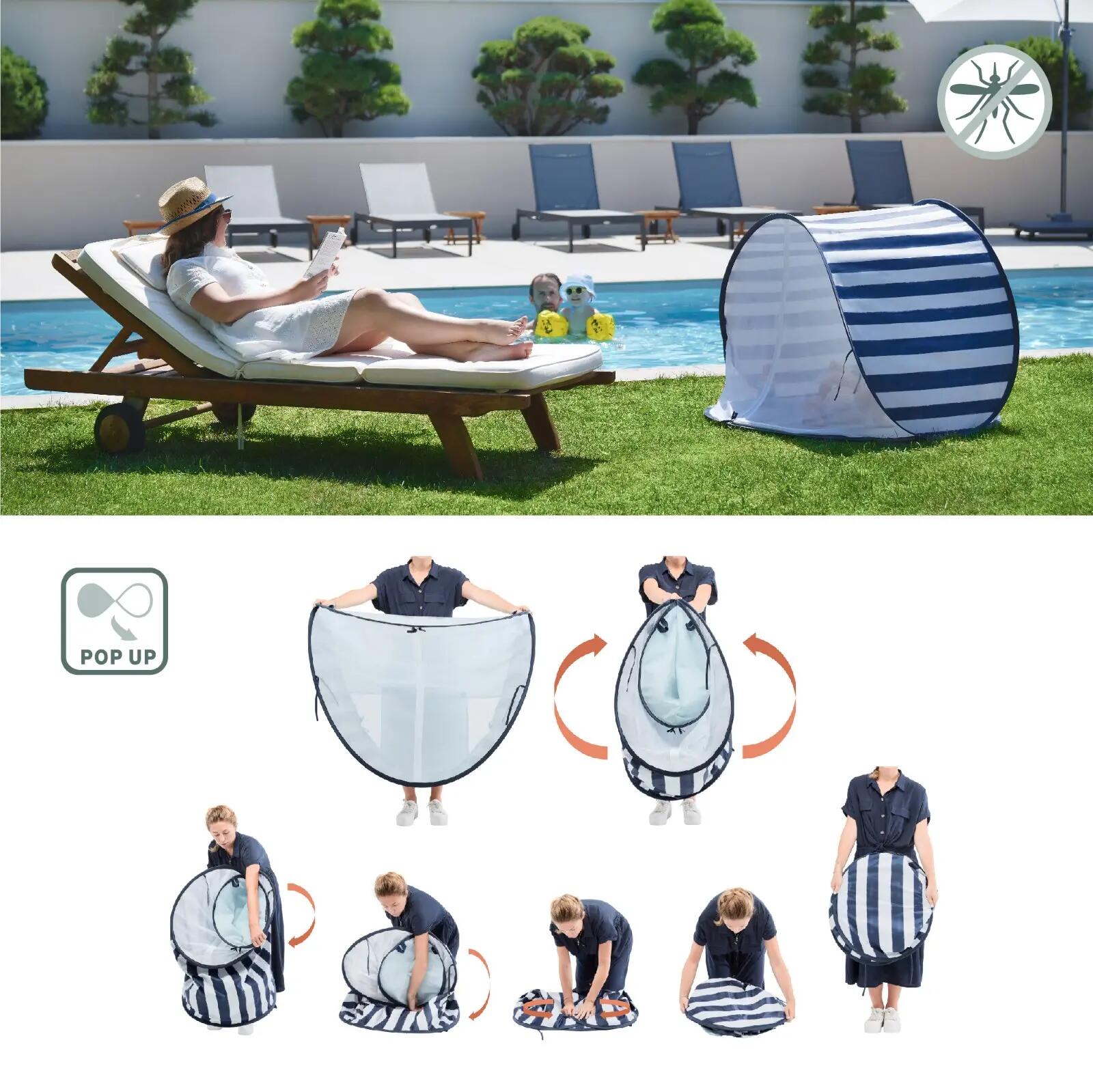 Tente anti-uv abri de plage  bébé enfant moustiquaire - Marinière 4/7