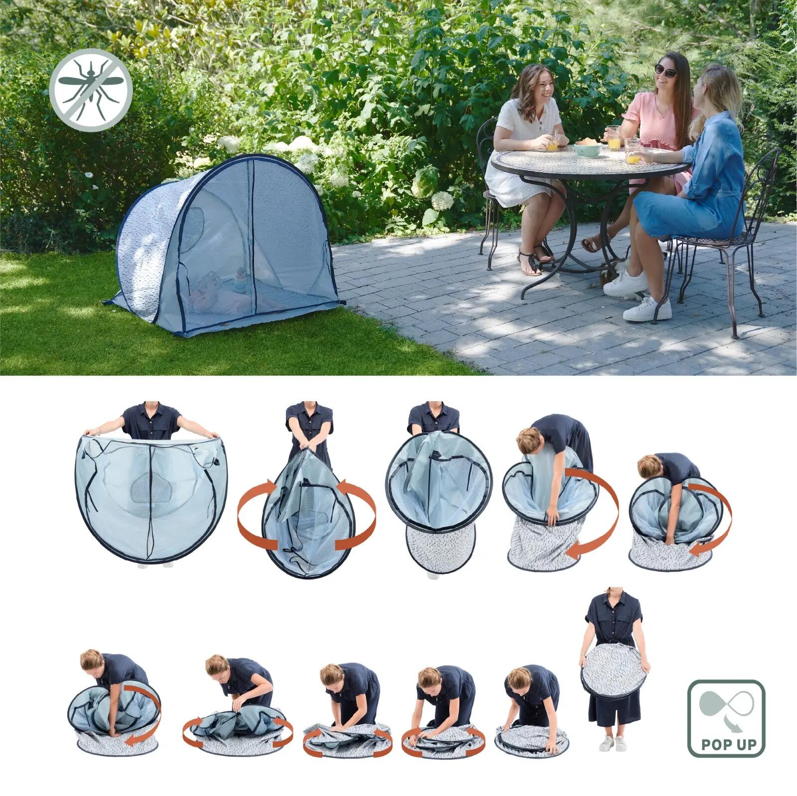 Tente anti-uv abri de plage bébé enfant moustiquaire - Vague Bleu 4/7