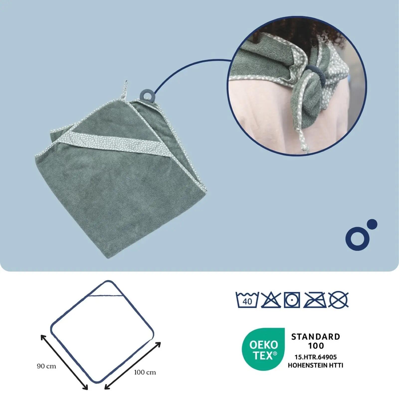 Cape serviette de Bain bébé coton biologique OekoTex - Dry'n Play - Vert 5/6