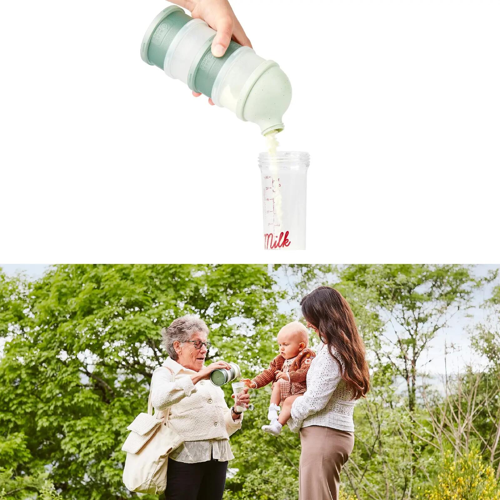 Milchpulverportionierer 4 Fächer Babydose Grün 4/7