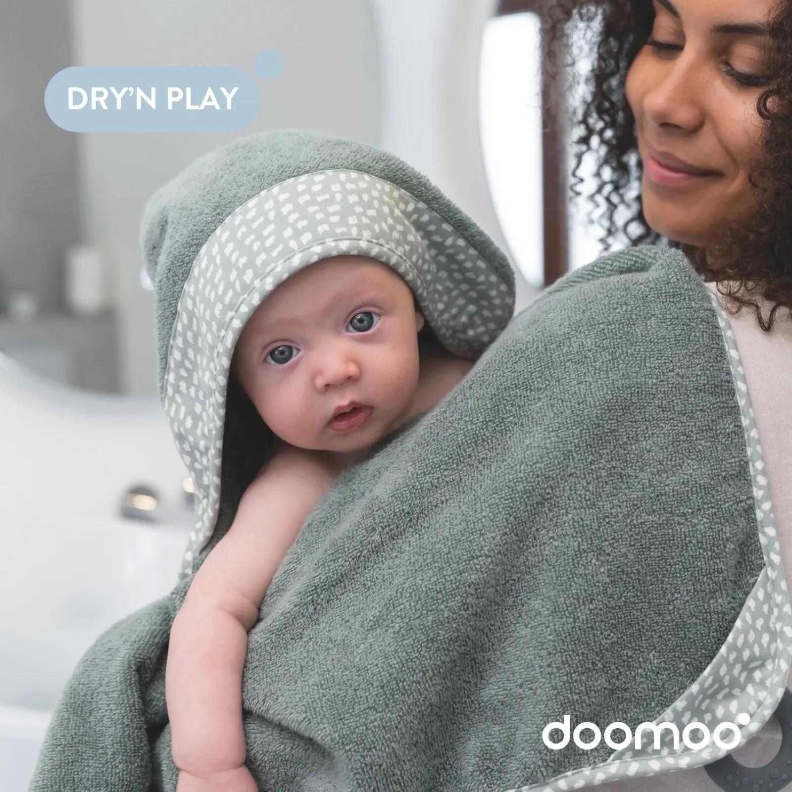 Cape serviette de Bain bébé coton biologique OekoTex - Dry'n Play - Vert 2/6