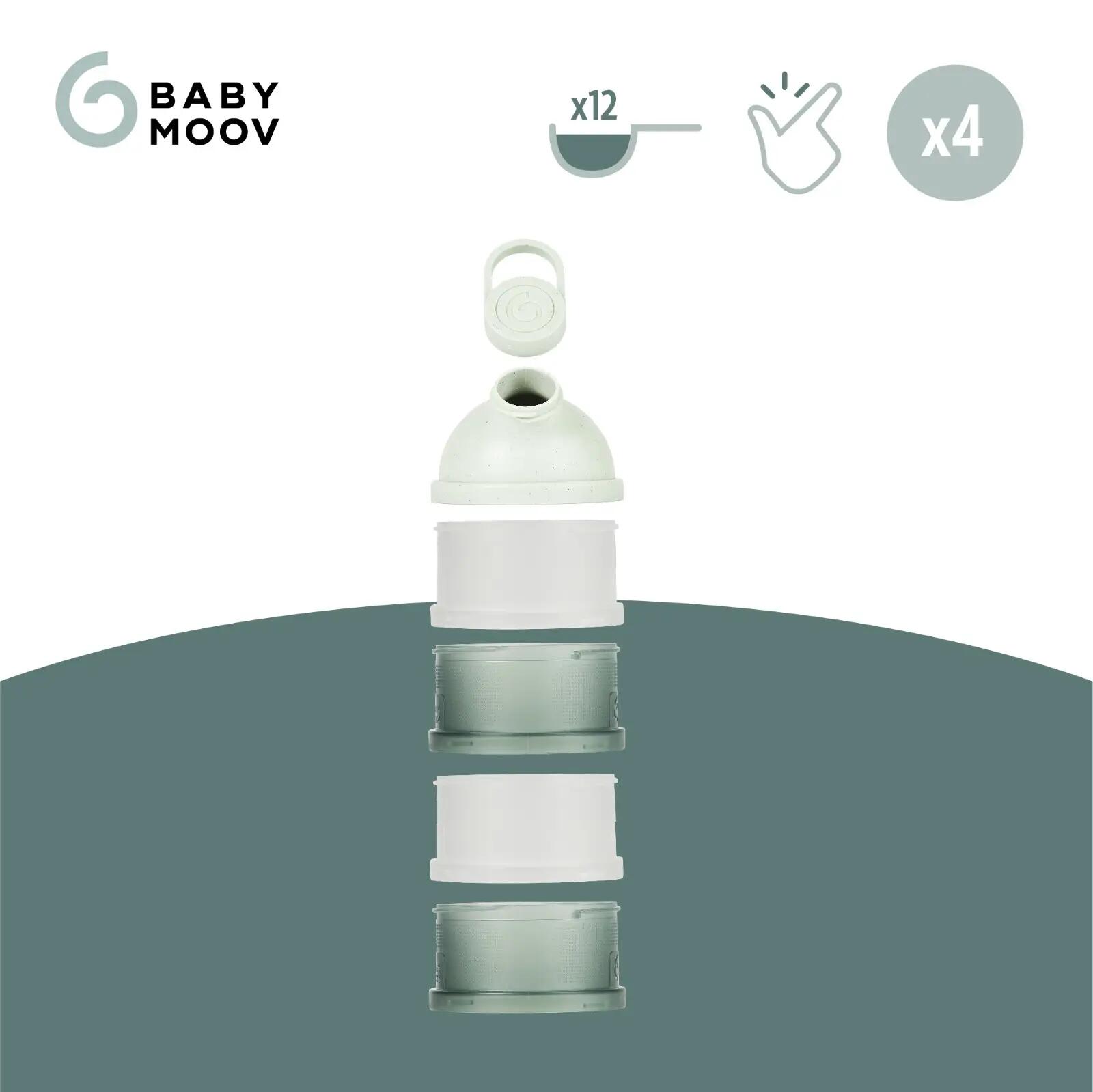 Milchpulverportionierer 4 Fächer Babydose Grün 3/7