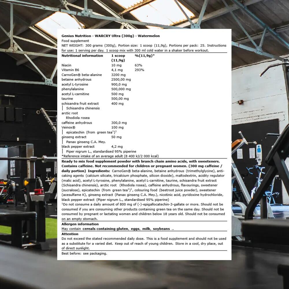 Genius Nutrition WARCRY Ultra (300g) Watermelon - Pre-Workout 3/4