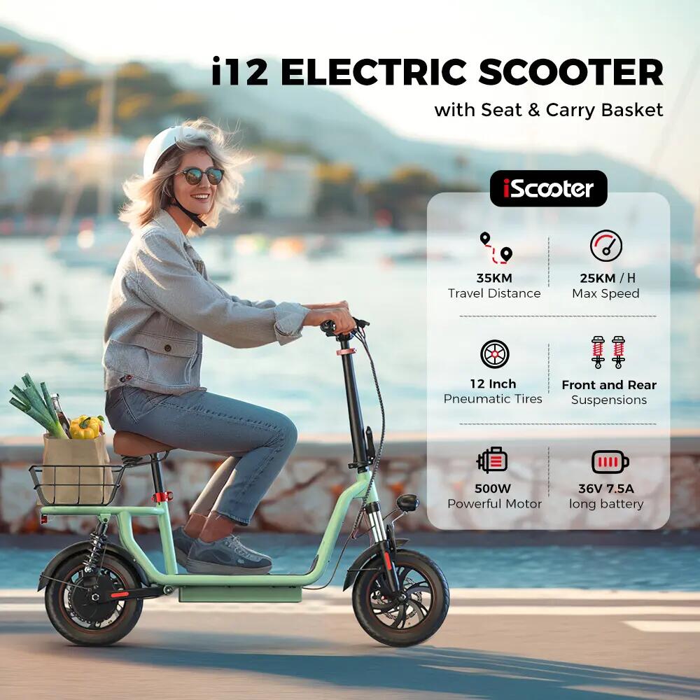 iScooter i12 patinete eléctrico 25 km/h, asiento, cesta y autonomía 35 km 3/13