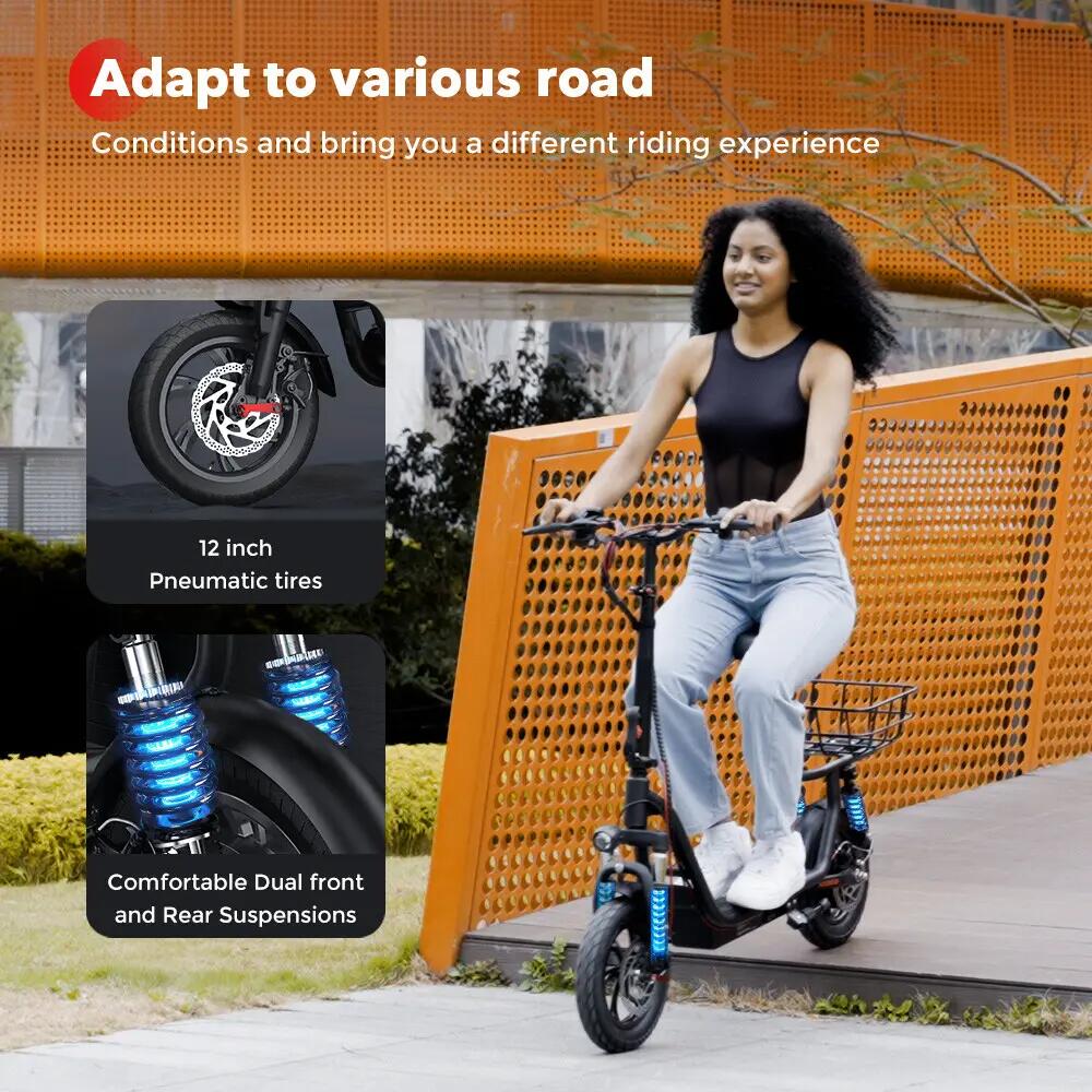 iScooter i12 patinete eléctrico 25 km/h, asiento, cesta y autonomía 35 km 8/11