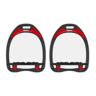 Aluminium stijgbeugels plat ultra-grip zwart/zwart/rood flex-on