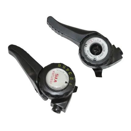 Ein Paar MTB-Fahrrad-Schalthebel mit Schelle am Lenker P2R Indexe