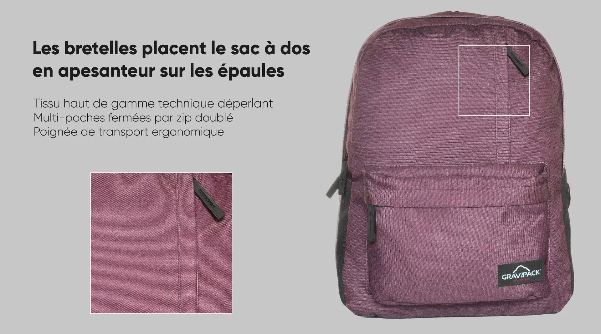 Sac à dos scolaire - Feather Plus bordeaux- Allège la charge de 92% 5/7