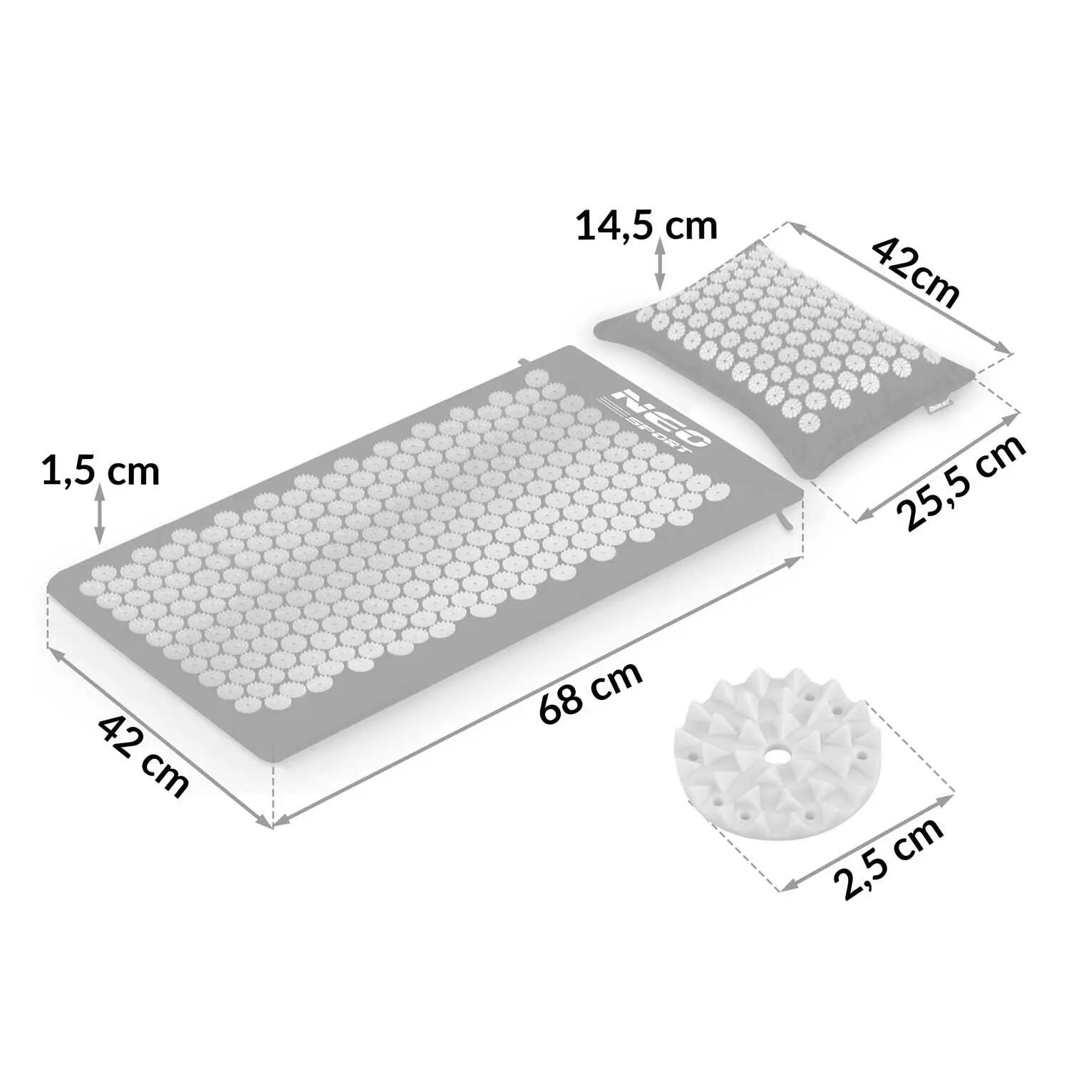 Neo-Sport NS-903 acupressuurmat met noppen, zwart en zilver 8/8