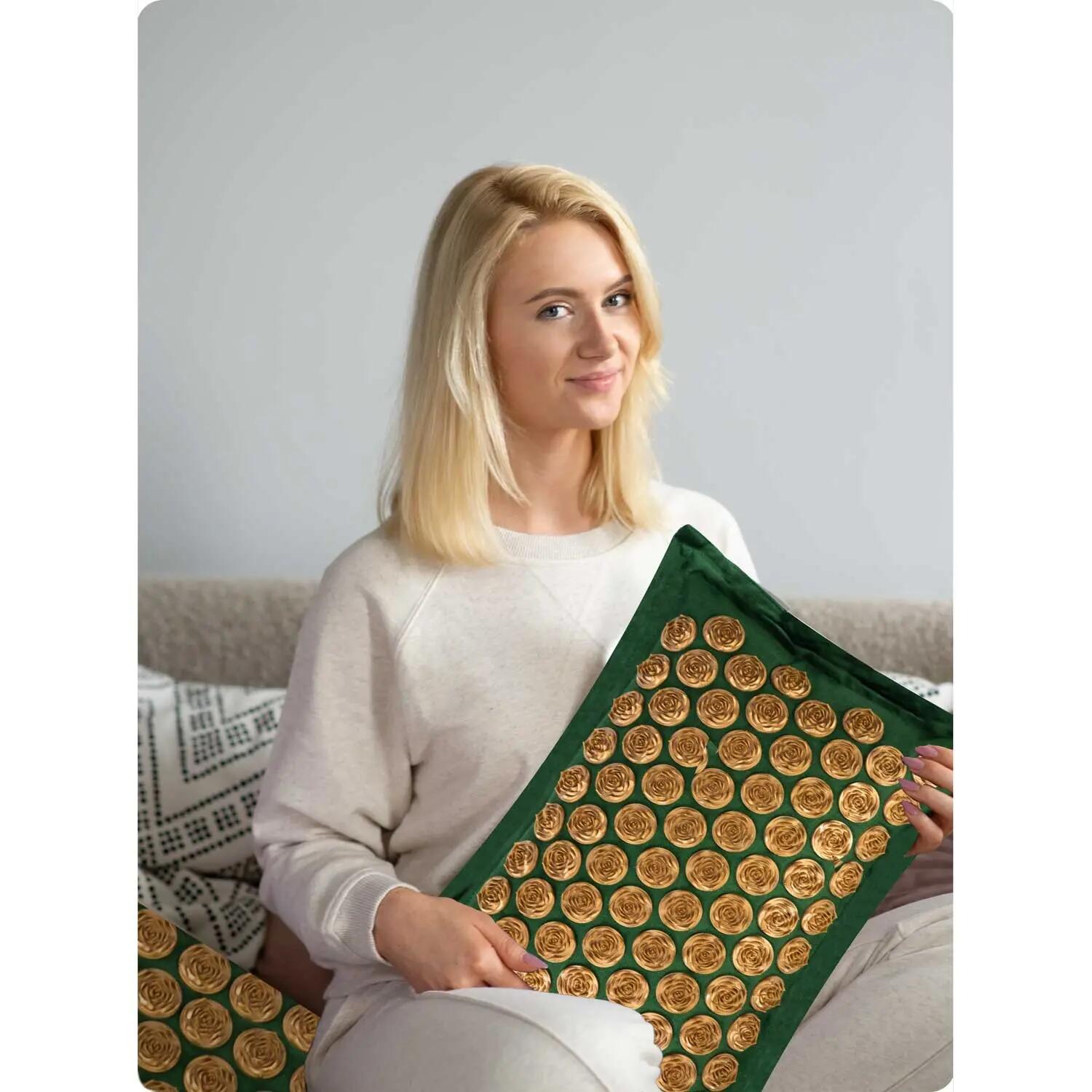Acupressuurmat met kussen NS-902 donkergroen en goud 8/8