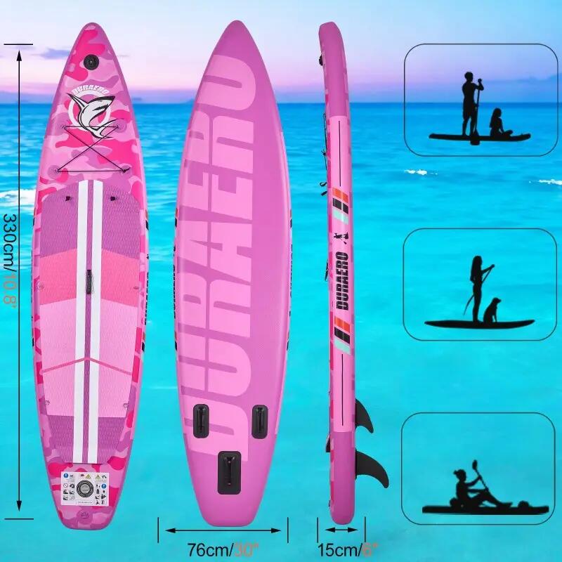 DURAERO 2-in-1-SUP/Kajak, 330×76×15 cm, 150 kg, Farbe Pink 4/7
